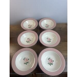 Vintage Lifetime China Semi Vitreous Alliance OH "Pink Rose" - 6" small bowls